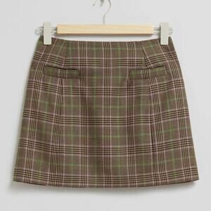 & Other Stories‎ A-Line Brown Green Purple Plaid Nilsson Wool Mini Skirt -10